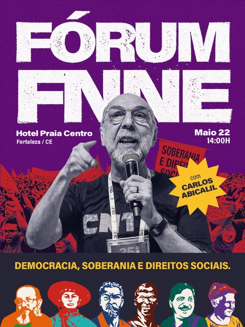 Banner do Fórum FNNE com Carlos Abicalli, 22 de maio, Hotel Praia Centro